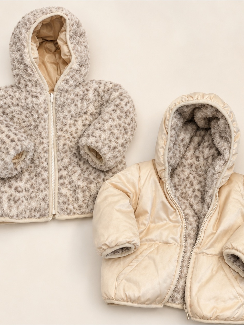 GAP Baby Faux Fur Reversible Jacket - Taupe & Cream